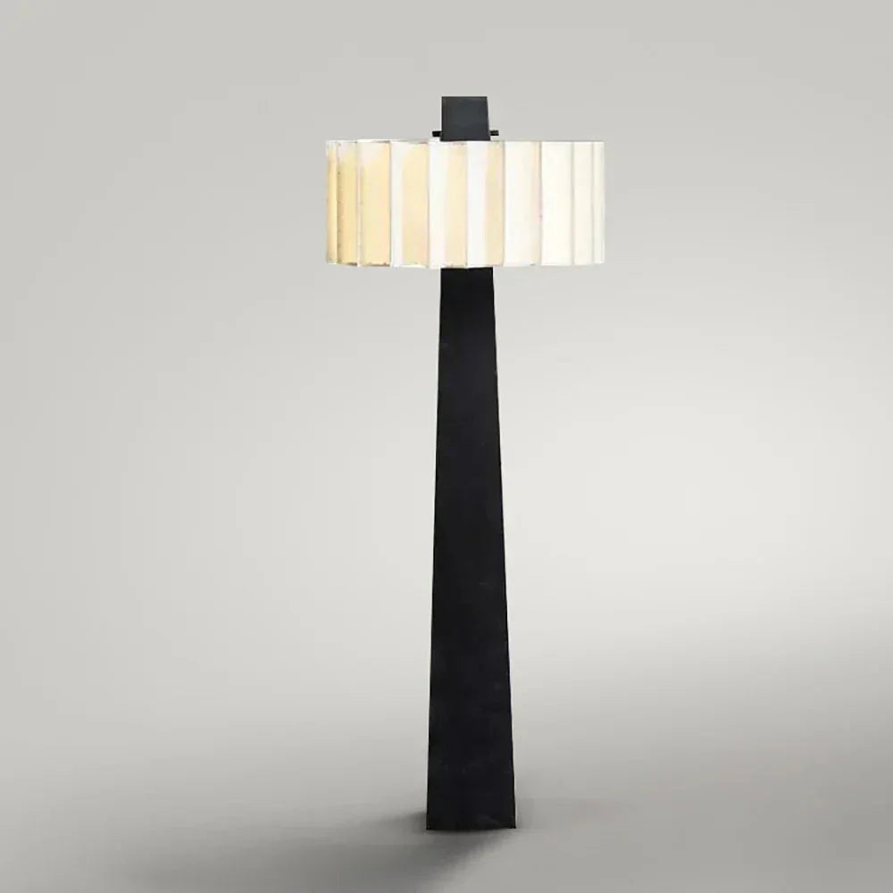 Luxury Marble Floor Lamp with Geometric Black Base – Sculptural Statement Lighting - Minimalist Floor Lamps