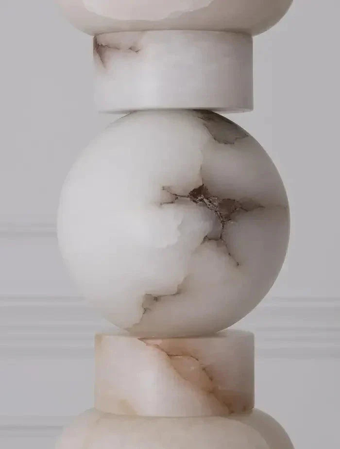 Alabaster Totem Lamp | Real Luxury Marble Floor for Living Room Lighting | Designer - Lamps