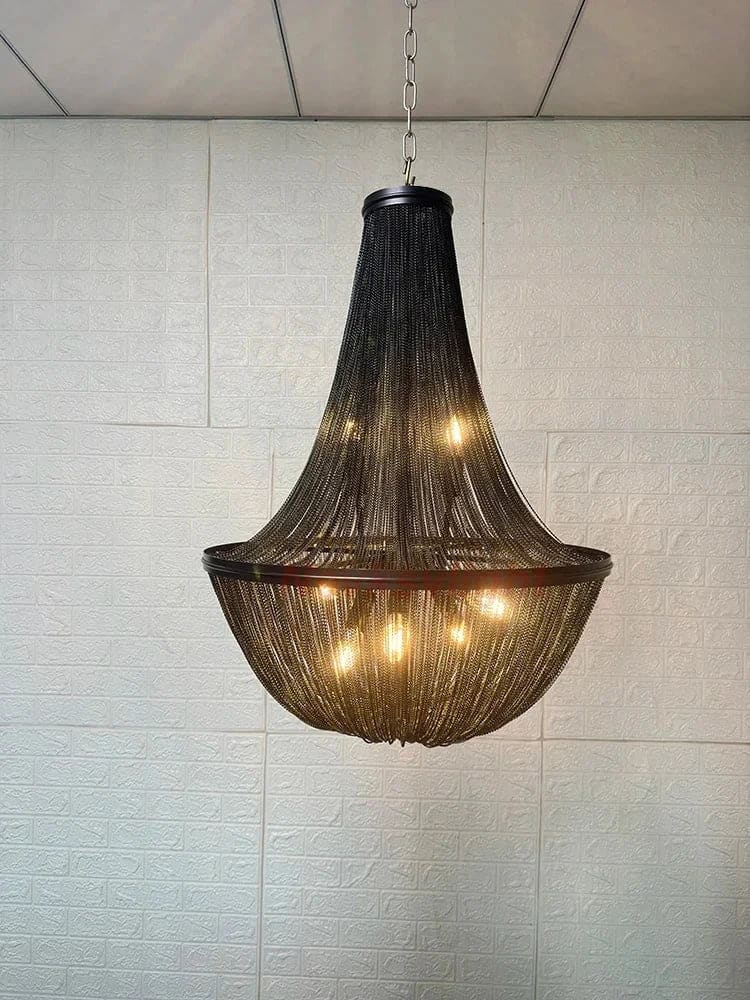 Black Beaded Chandelier | Ceiling Lamps for Dining Room Stairs - Chandeliers