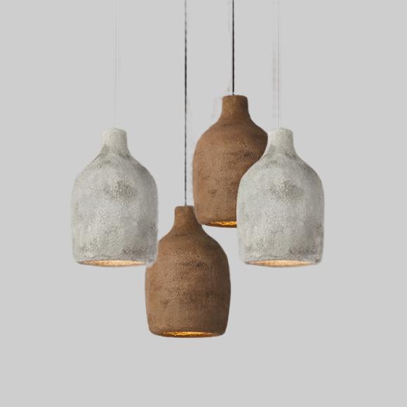 Japandi Wabi-sabi Chandelier | Minimalist Earth-toned Ceramic Shades | Lighting for Elegant Home Interiors - Pendant