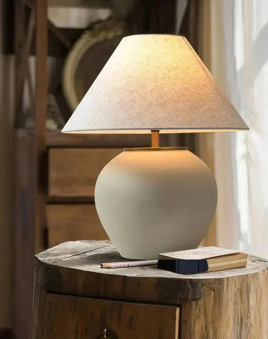 Luxury Ceramic Led Table Lamp | Polished Chrome Finish | Japandi Minimalism - Minimalist Lamps