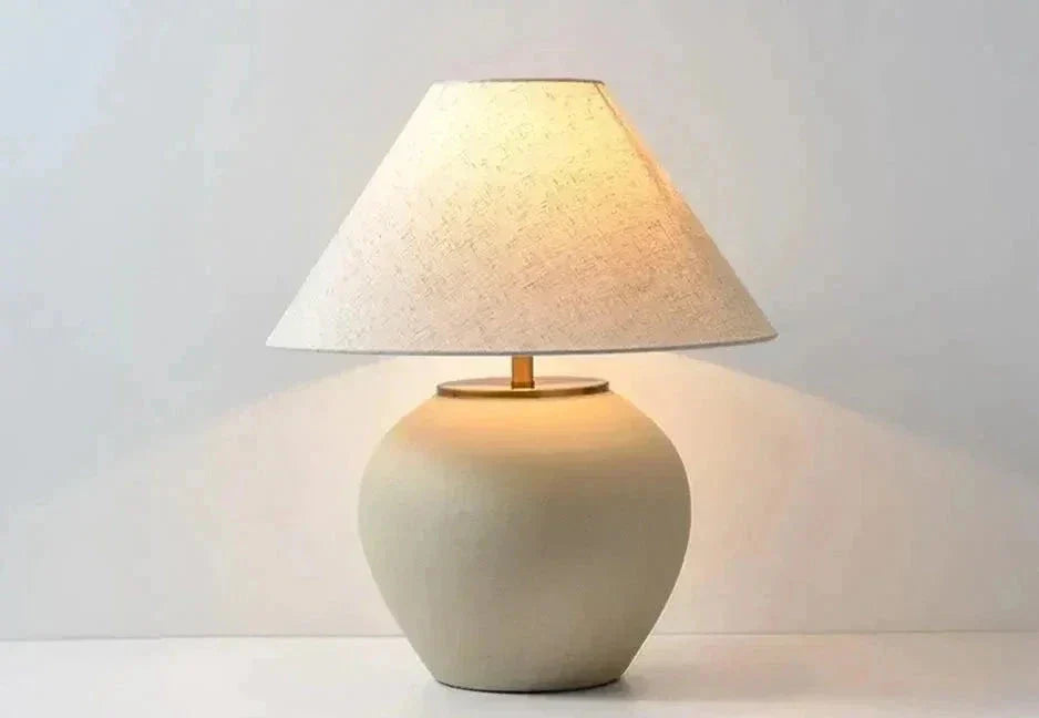 Luxury Ceramic Led Table Lamp | Polished Chrome Finish | Japandi Minimalism - Minimalist Lamps