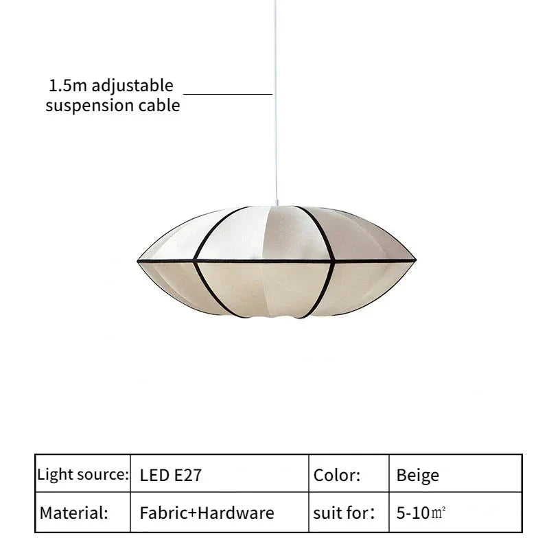 Luxury Real Silk Pendant Lamp | Hand-knitted | Parisian and Japandi Style for Residential Commercial Interiors - Lamps