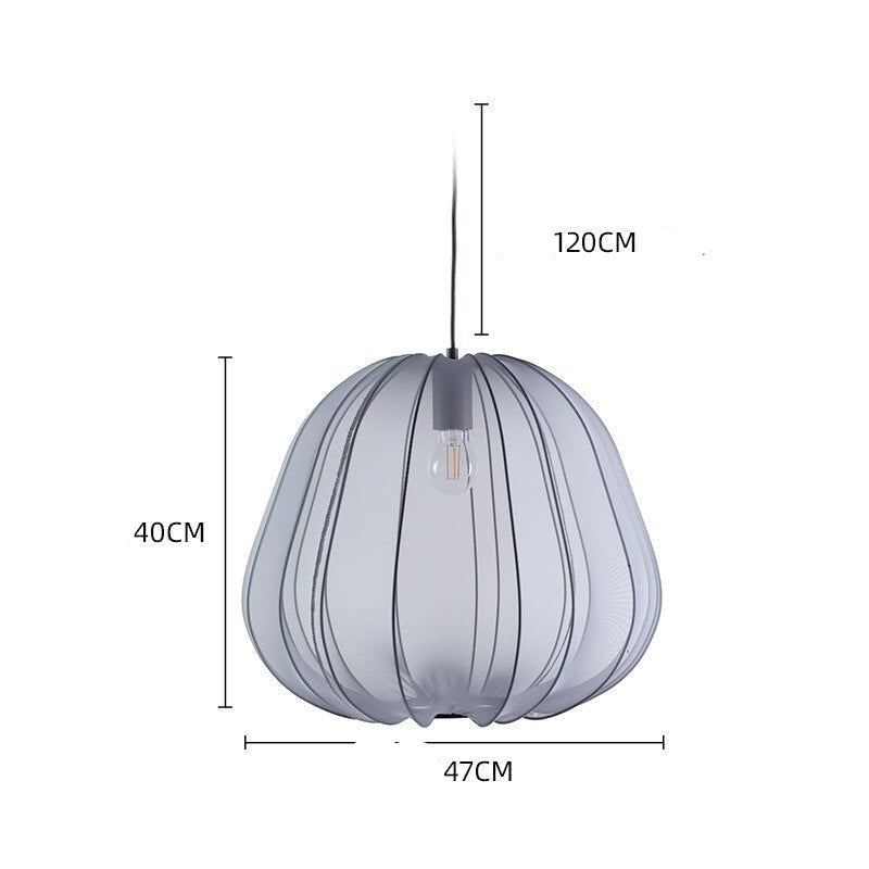 Cocoon Iron Mesh Pendant Light | Luxurious Minimalist White Fabric Lampshade | Elegant Interiors - Lamps