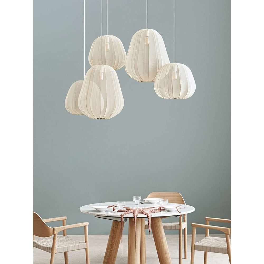 Cocoon Iron Mesh Pendant Light | Luxurious Minimalist White Fabric Lampshade | Elegant Interiors - Lamps