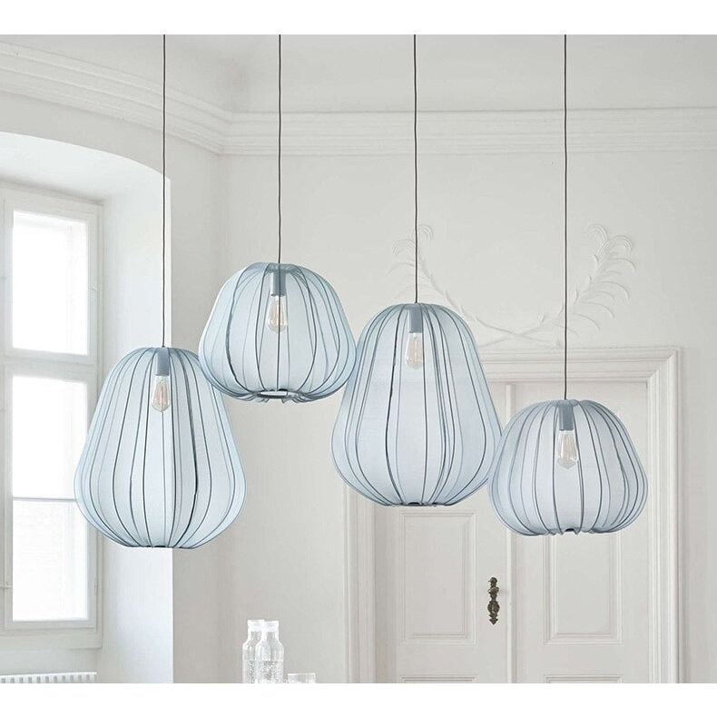 Cocoon Iron Mesh Pendant Light | Luxurious Minimalist White Fabric Lampshade | Elegant Interiors - Lamps