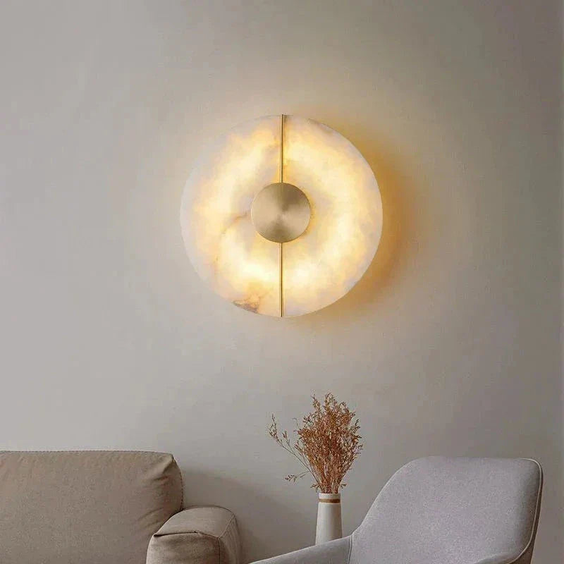 Contemporary Marble Wall Lamp | Luxurious Copper Accents | Modern Design for Foyer Bedroom Study Dining Room - Sconces