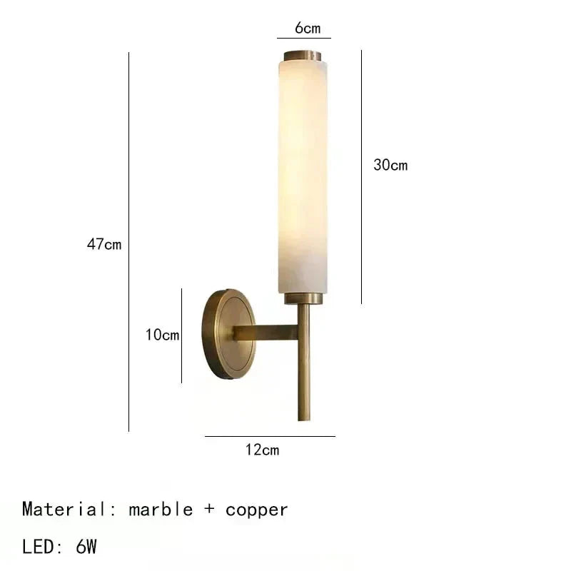 Modern Brass Wall Sconce – Frosted Glass Cylinder Shade Minimalist Vertical Lighting Fixture for Bedrooms and Hallways