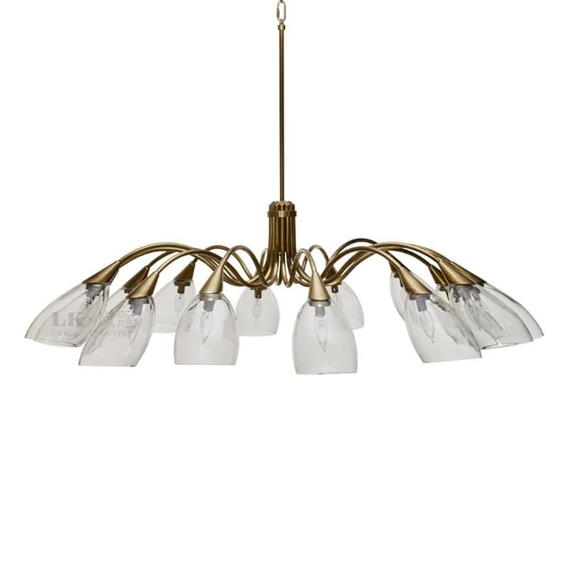 Copper Glass Chandelier – Modern Luxe Ceiling Light for Living Room or Dining - Chandeliers