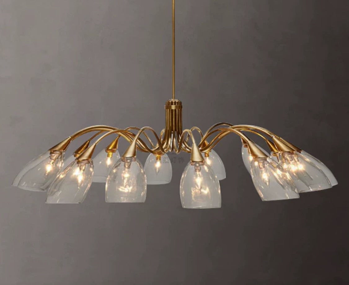 Copper Glass Chandelier – Modern Luxe Ceiling Light for Living Room or Dining - Chandeliers