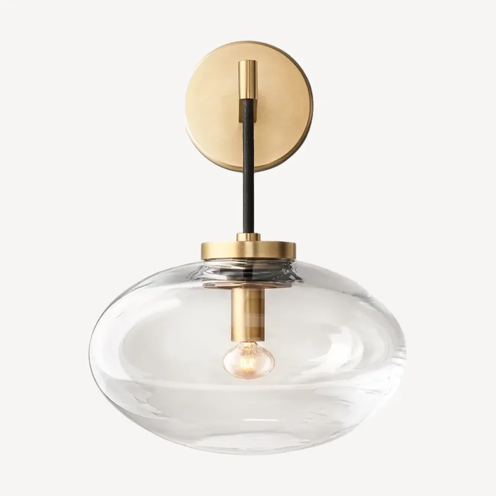 Modern Luxury Gold Copper and Glass Wall Light for Living Room Bedroom or Hallway - Sconces