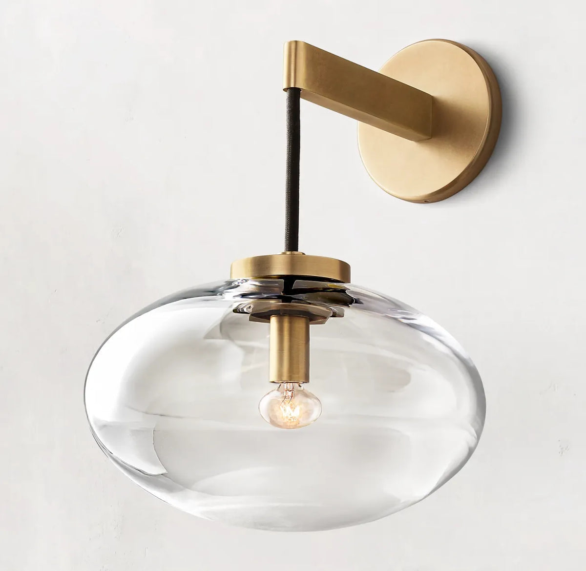 Modern Luxury Gold Copper and Glass Wall Light for Living Room Bedroom or Hallway - Sconces