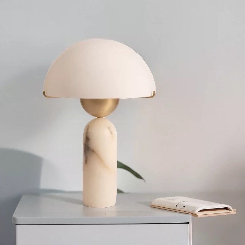 Modern Dome Table Lamp with Marble Base – Stylish Accent Light for Bedside Console or Living Room - Lamps