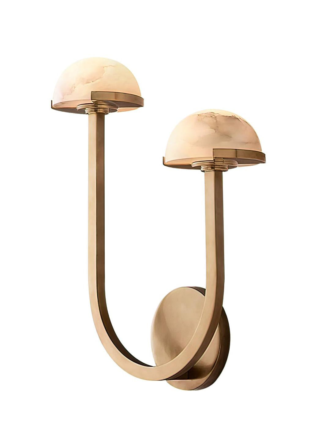 Luxury Double Gold Brass and Alabaster Wall Sconce – Modern Lamp for Bedroom or Hallway - Sconces