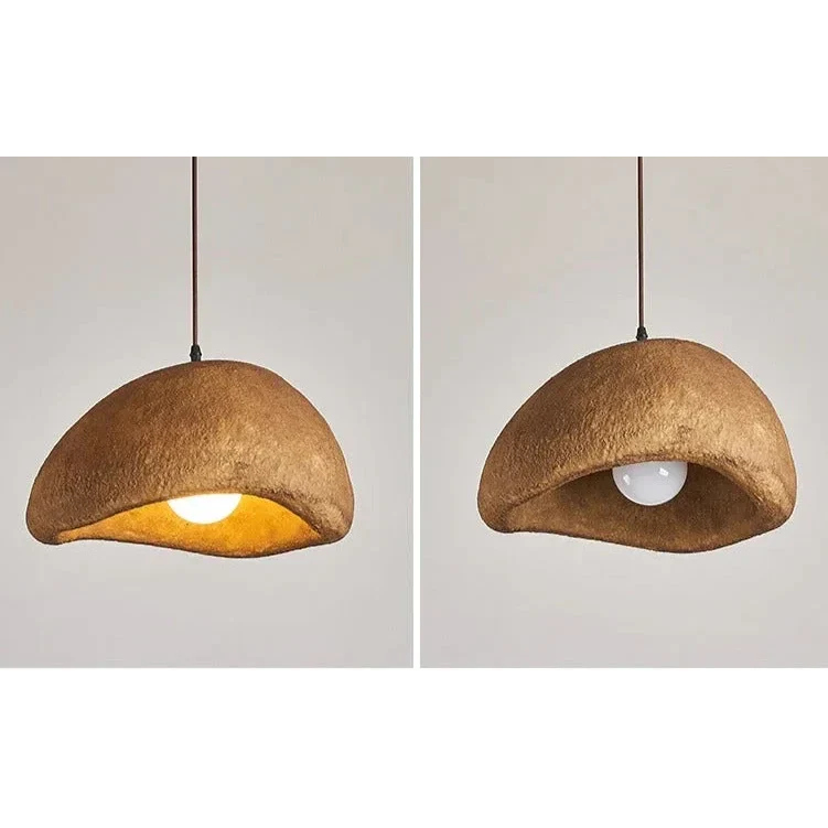 Japandi Brown Ceramic Pendant Lamp for Living Room Kitchen Bedroom | Minimalist Hanging - Lamps