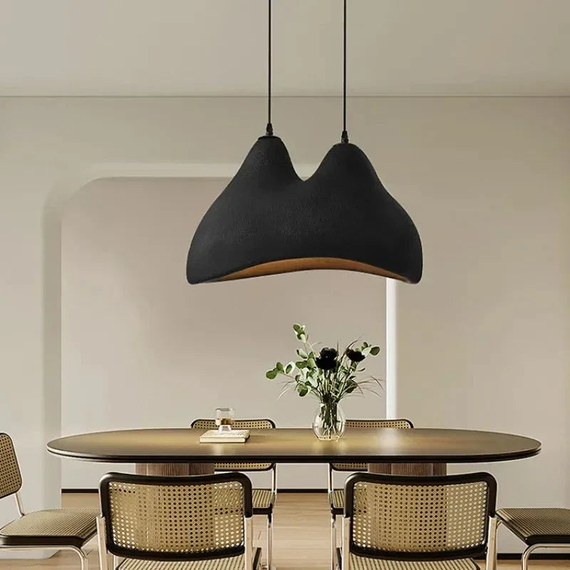 Modern Sculptural Pendant Light – Minimalist White Textured Ceiling Lamp for Dining or Living Room - Lamps