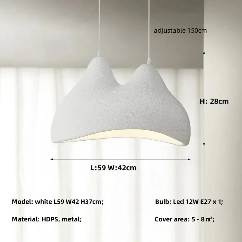 Modern Sculptural Pendant Light – Minimalist White Textured Ceiling Lamp for Dining or Living Room - Lamps