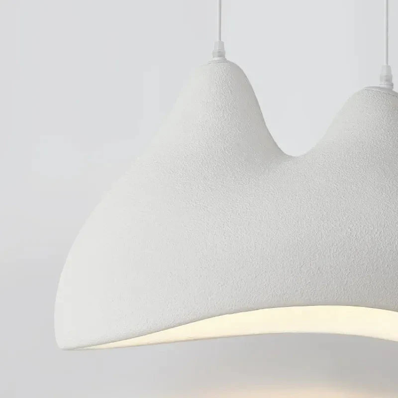 Modern Sculptural Pendant Light – Minimalist White Textured Ceiling Lamp for Dining or Living Room - Lamps