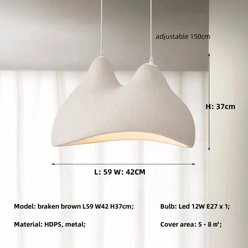 Modern Sculptural Pendant Light – Minimalist White Textured Ceiling Lamp for Dining or Living Room - Lamps