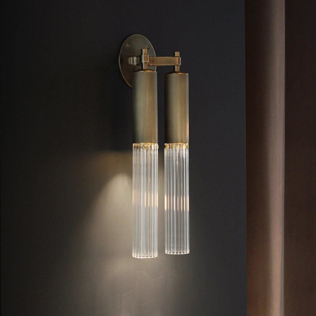 Flume Modern Brass and Glass Wall Sconce – Cylindrical Led Light Luxury Accent Lighting for Hallways Living Rooms