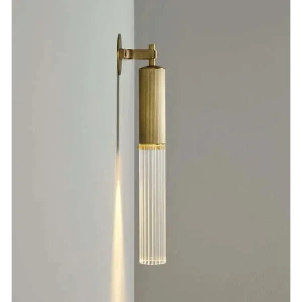 Flume Modern Brass and Glass Wall Sconce – Cylindrical Led Light Luxury Accent Lighting for Hallways Living Rooms