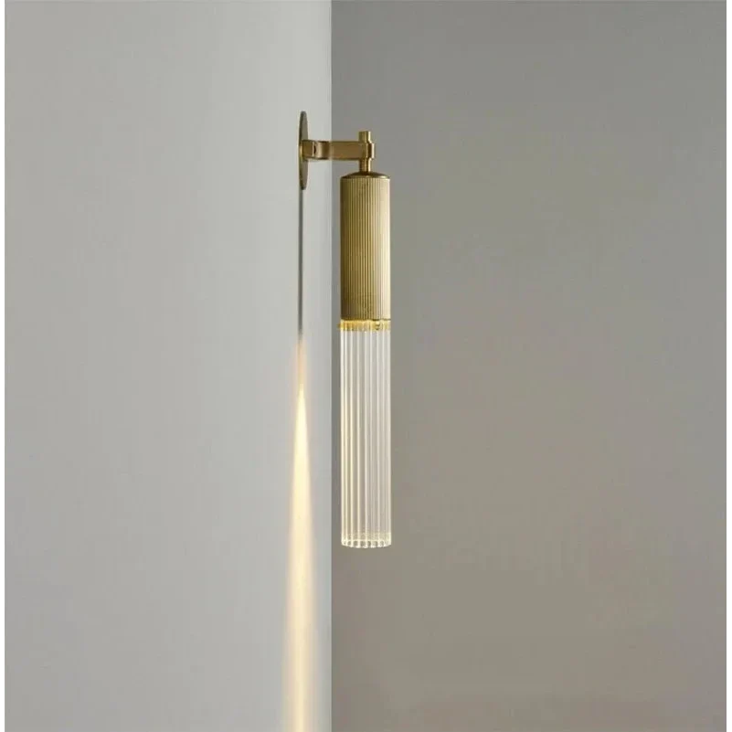 Flume Modern Brass and Glass Wall Sconce – Cylindrical Led Light Luxury Accent Lighting for Hallways Living Rooms