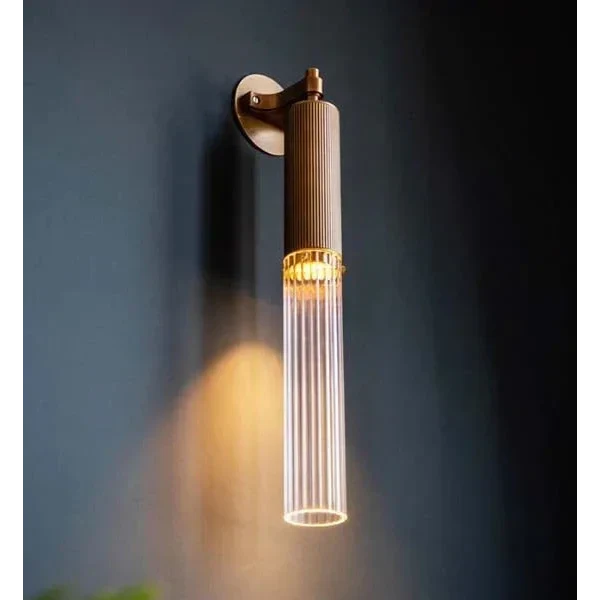 Flume Modern Brass and Glass Wall Sconce – Cylindrical Led Light Luxury Accent Lighting for Hallways Living Rooms