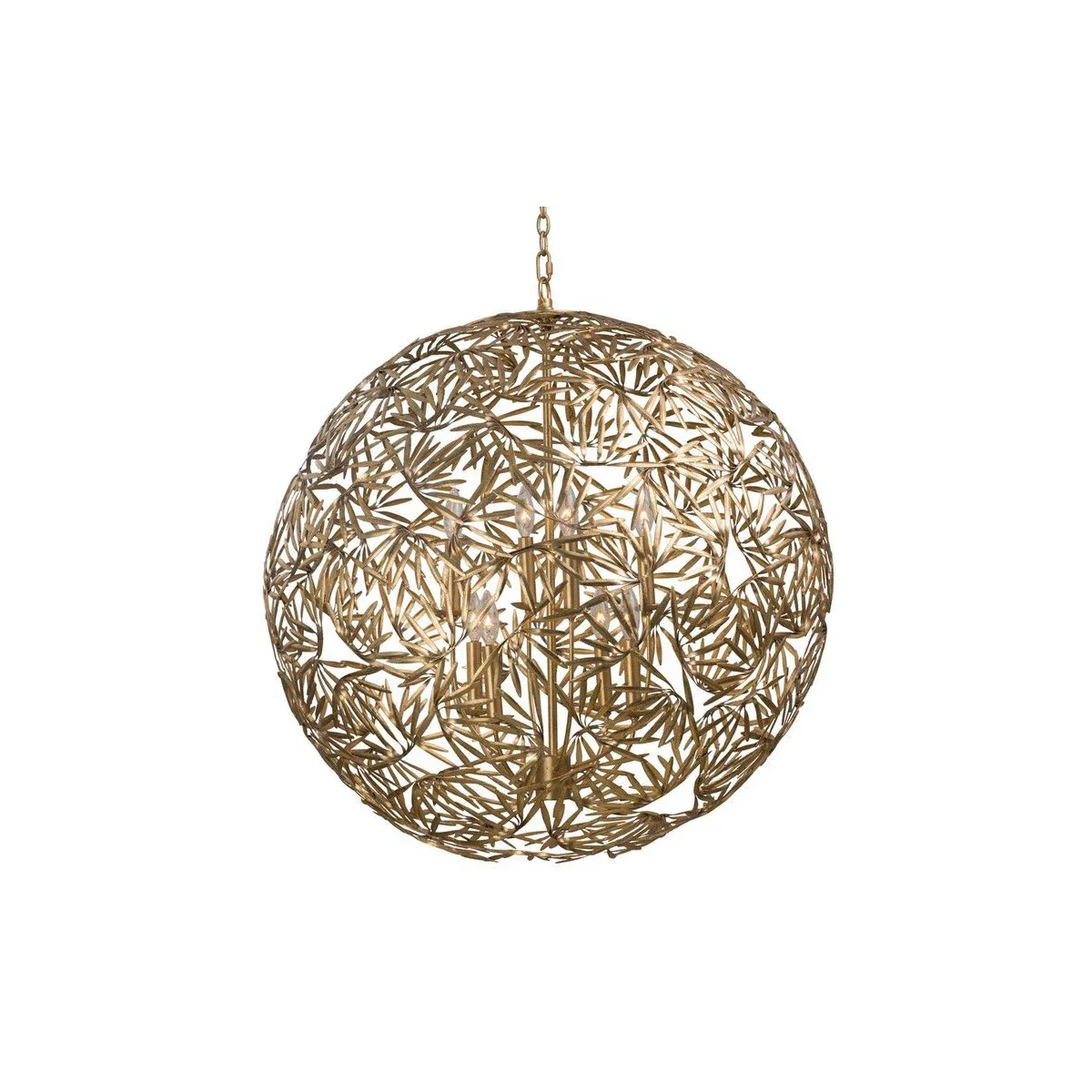 Jardin 6-light Pendant Gold Leaf Chandelier with Steel Design - Lamps