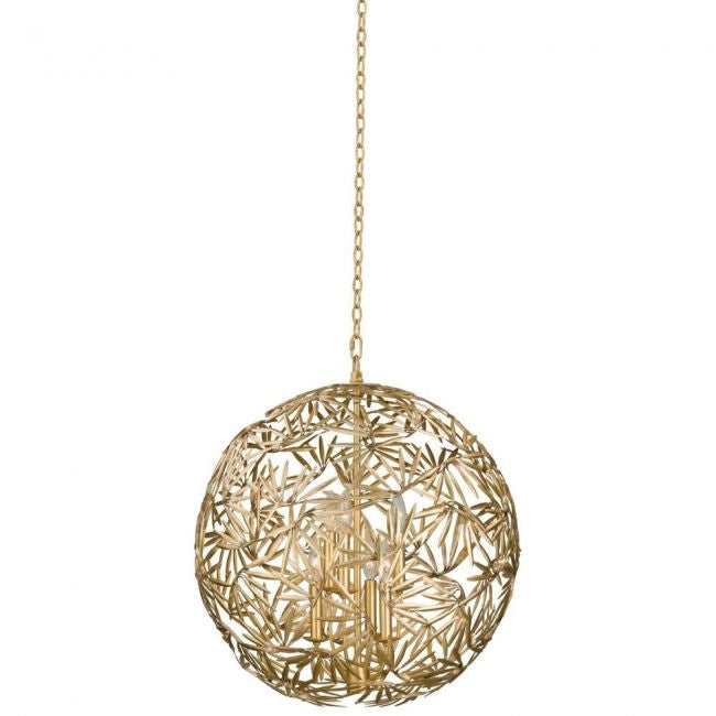 Jardin 6-light Pendant Gold Leaf Chandelier with Steel Design - Lamps