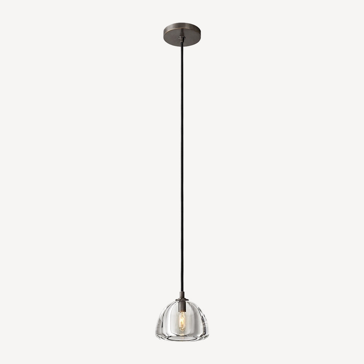 Glass Pendant Light with Brass Accents – Modern Minimalist Hanging for Kitchen Dining Room or Entryway - Lamps