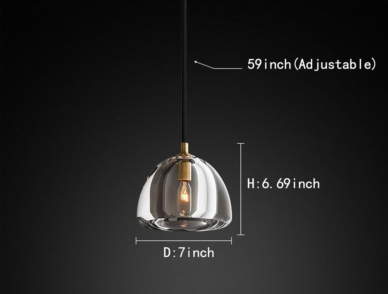 Glass Pendant Light with Brass Accents – Modern Minimalist Hanging for Kitchen Dining Room or Entryway - Lamps