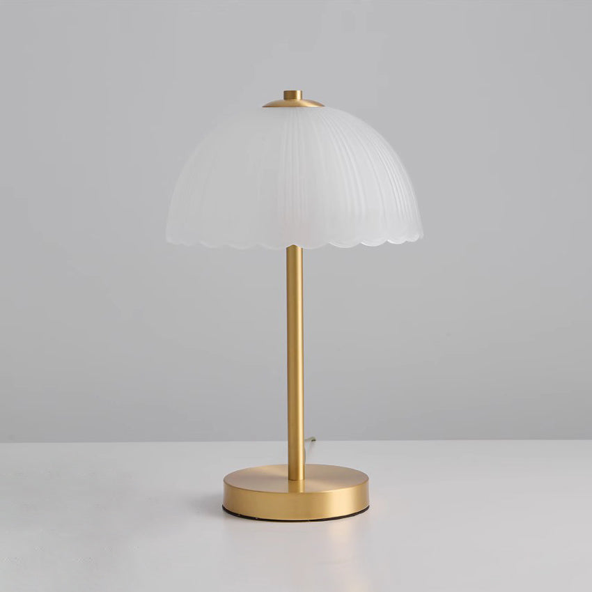 Gold and Frosted Glass Mushroom Table Lamp – Bedside or Living Room Light - Art Deco Lamps