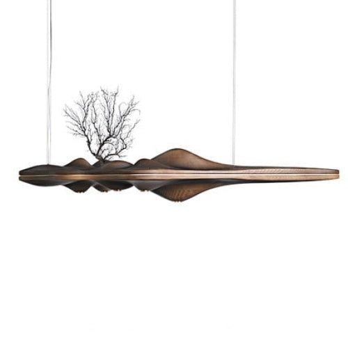 Luxury Wood Ceiling Lamps Handcrafted Solid Log Biophilic Landscape Lighting - Pendant Lamps