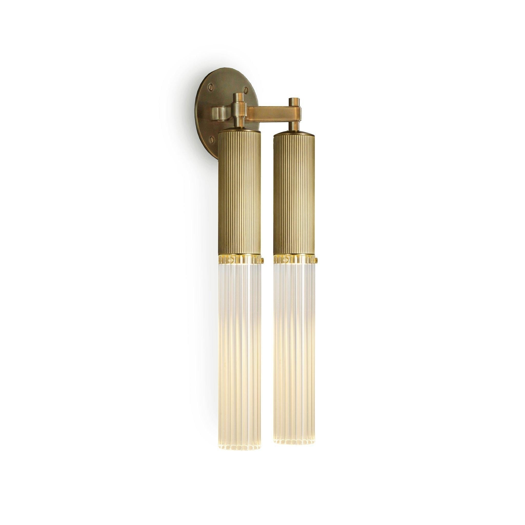 Flume Modern Brass and Glass Wall Sconce – Cylindrical Led Light Luxury Accent Lighting for Hallways Living Rooms