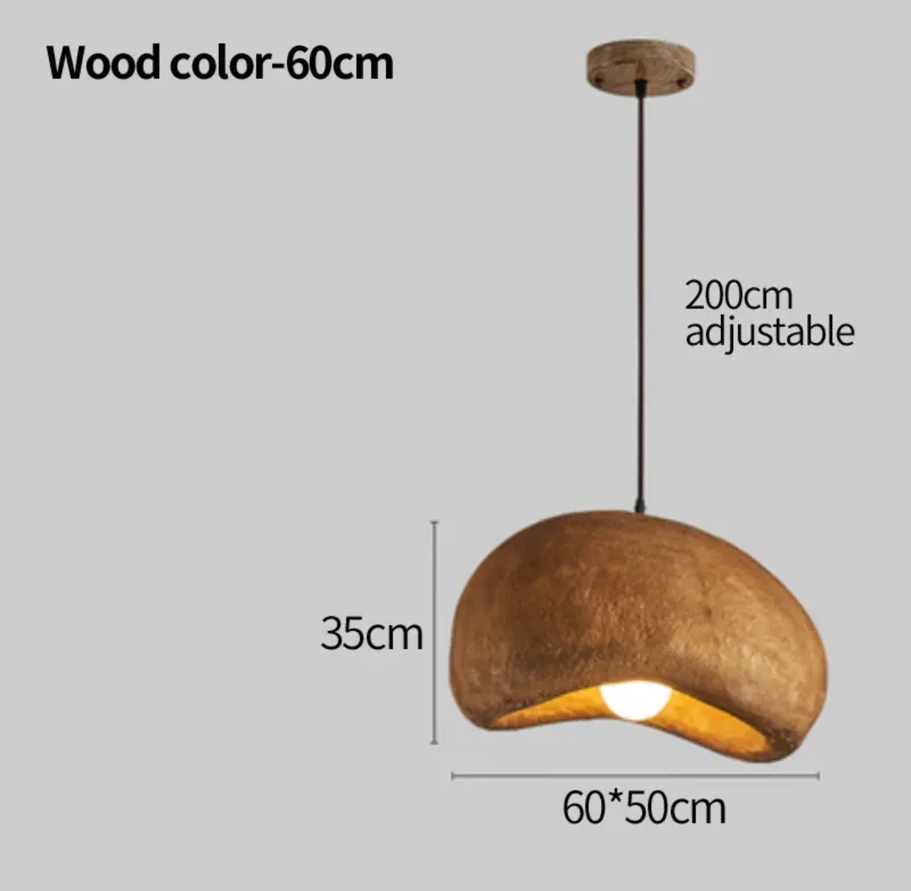 Japandi Brown Ceramic Pendant Lamp for Living Room Kitchen Bedroom | Minimalist Hanging - Lamps