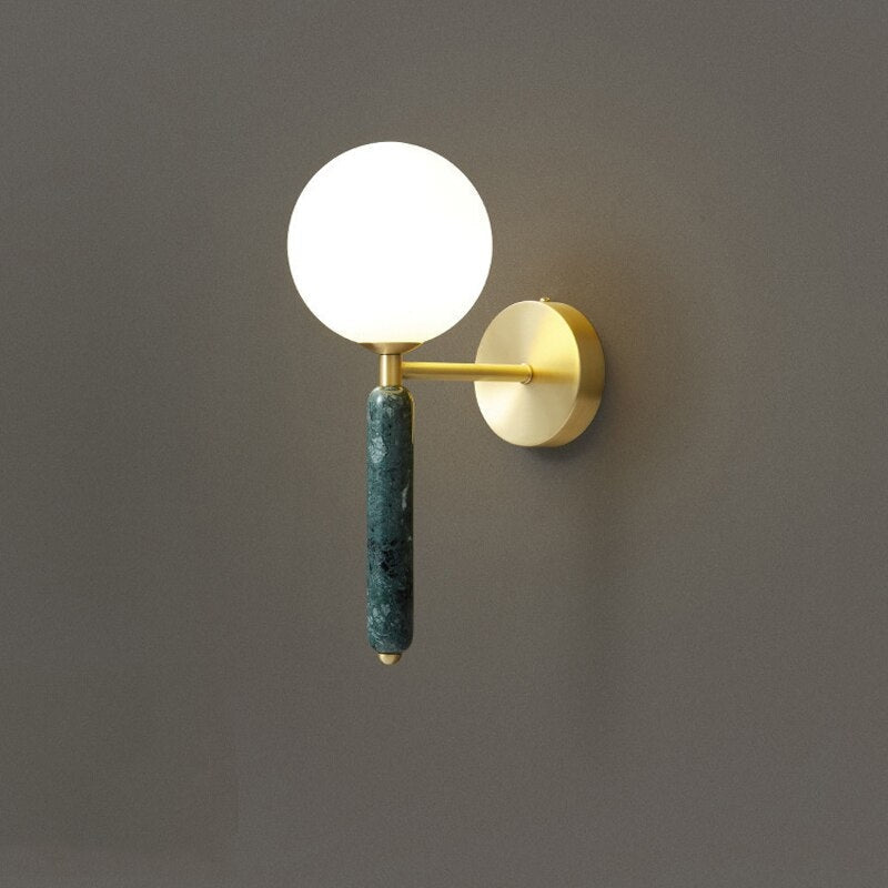 Green Italian Marble Bedside Wall Lights Living Room Corridor Luxury Lighting - Modern Sconces