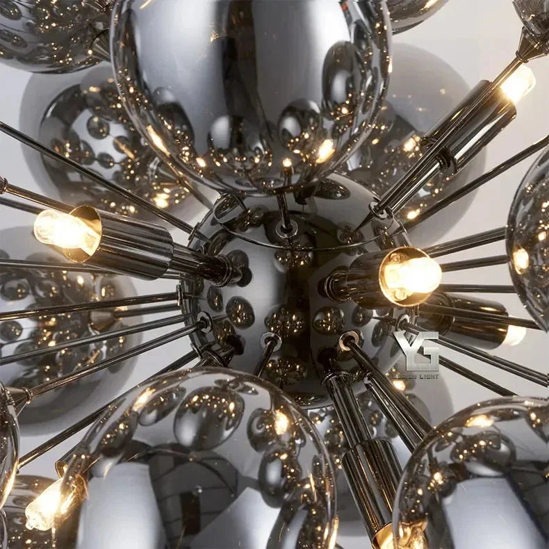 Black Grape Glass Chandelier | Luxury Interior Designer Ceiling Light Fixtures for Dining Room Kitchen - Chandeliers