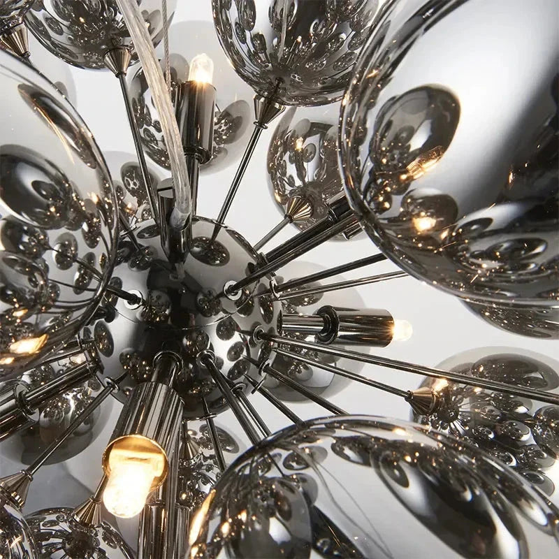 Black Grape Glass Chandelier | Luxury Interior Designer Ceiling Light Fixtures for Dining Room Kitchen - Chandeliers