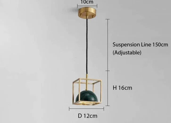 Marble Copper Cord Pendant Lights for Bedside Kitchen Dining Room - Lamps