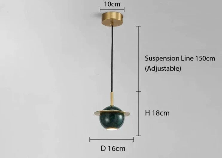 Marble Copper Cord Pendant Lights for Bedside Kitchen Dining Room - Lamps