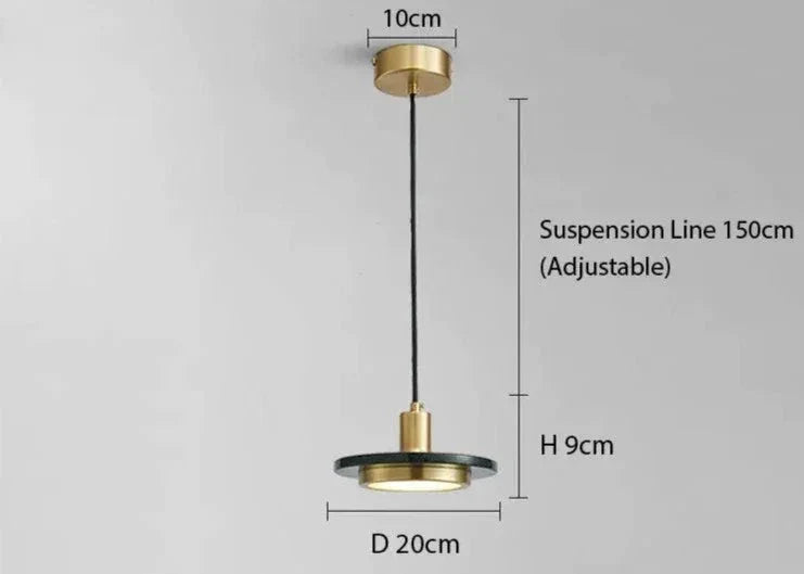 Marble Copper Cord Pendant Lights for Bedside Kitchen Dining Room - Lamps