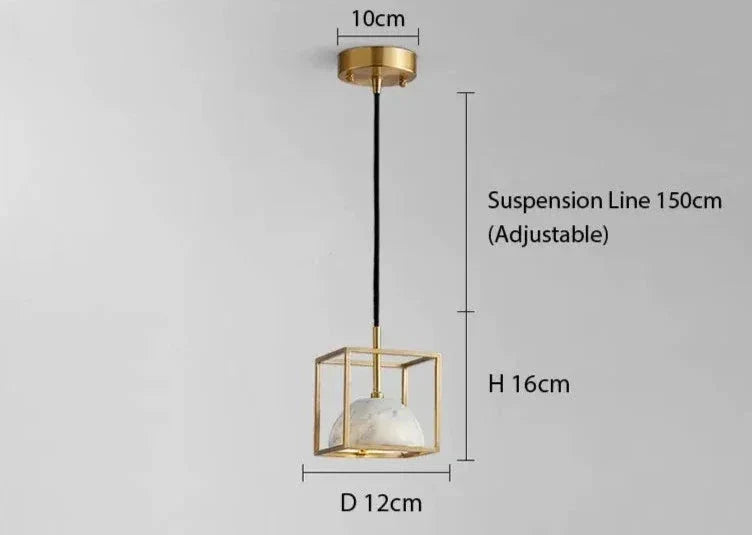 Marble Copper Cord Pendant Lights for Bedside Kitchen Dining Room - Lamps