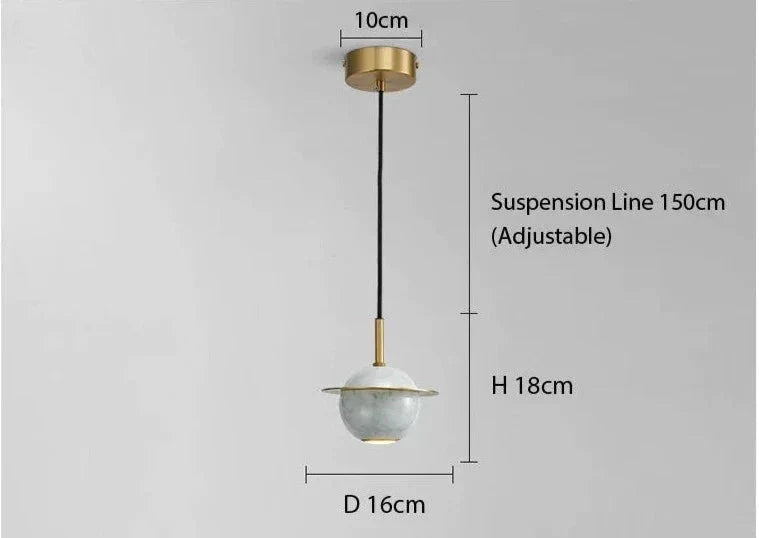 Marble Copper Cord Pendant Lights for Bedside Kitchen Dining Room - Lamps