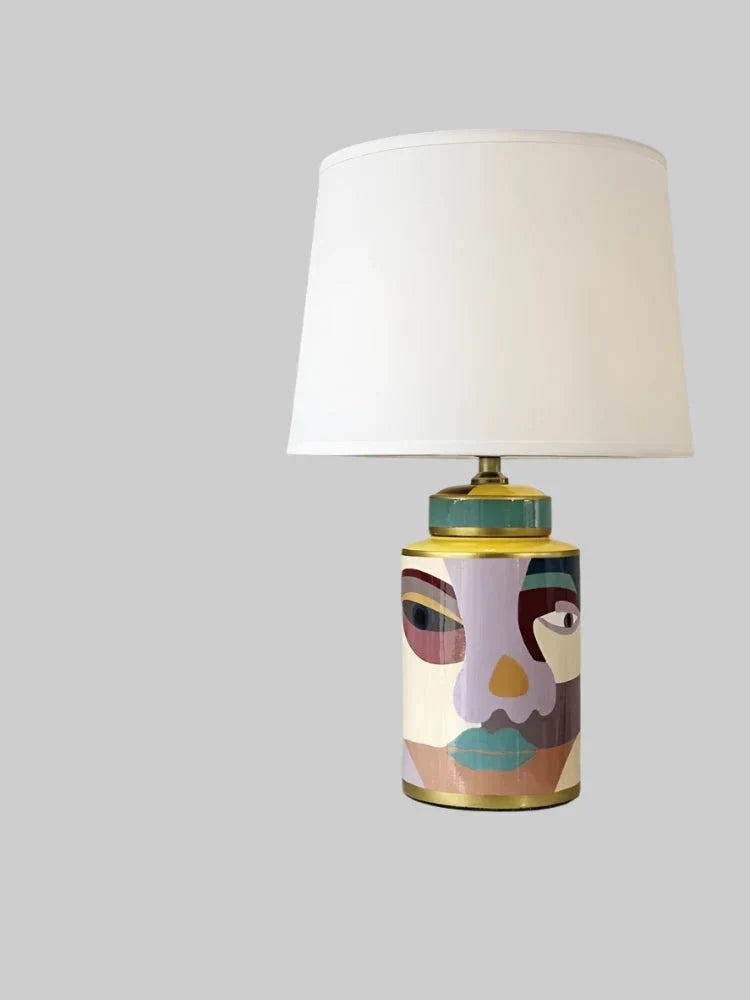 Abstract Art Table Lamp ?? Hand-painted Ceramic Base Bold Accent Lighting for Living Rooms & Bedrooms - Modern Lamps