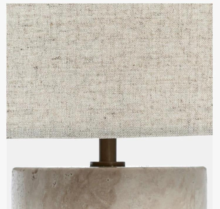 Marble and Fabric Table Lamp – Natural Stone Accent for Modern Living Room or Bedroom - Minimalist Lamps