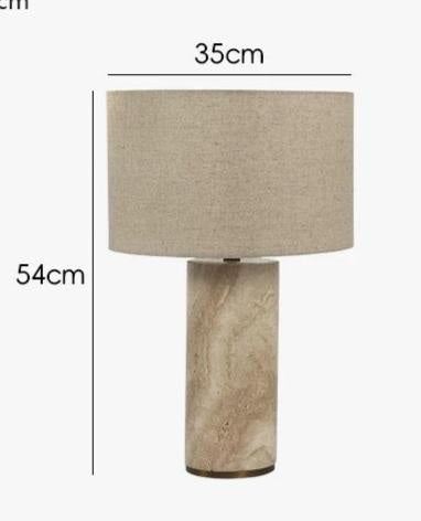 Marble and Fabric Table Lamp – Natural Stone Accent for Modern Living Room or Bedroom - Minimalist Lamps