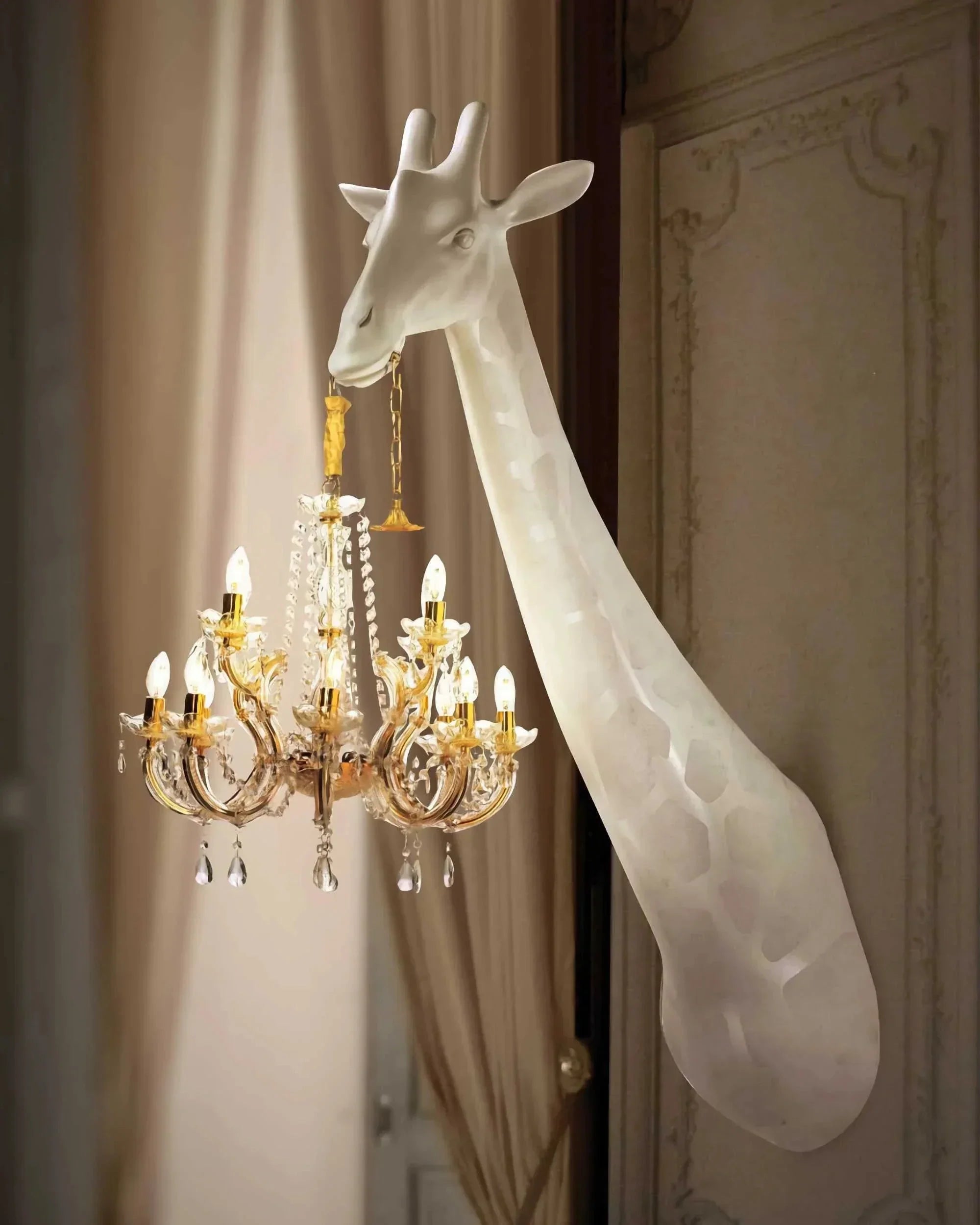 Giraffe Wall Lamp with Crystal Mary Therese Chandelier | Luxury Sconces for Elegant Spaces - Modern