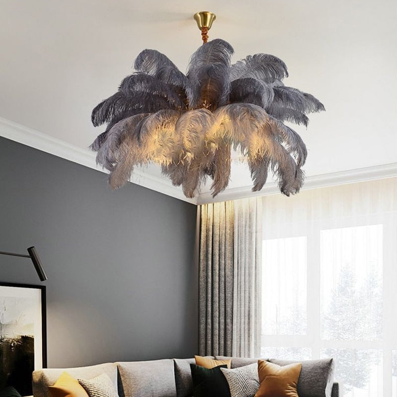 Feather Chandelier Semi-flush Hollywood Regency Decor for Luxury Living Room Bedroom - Chandeliers