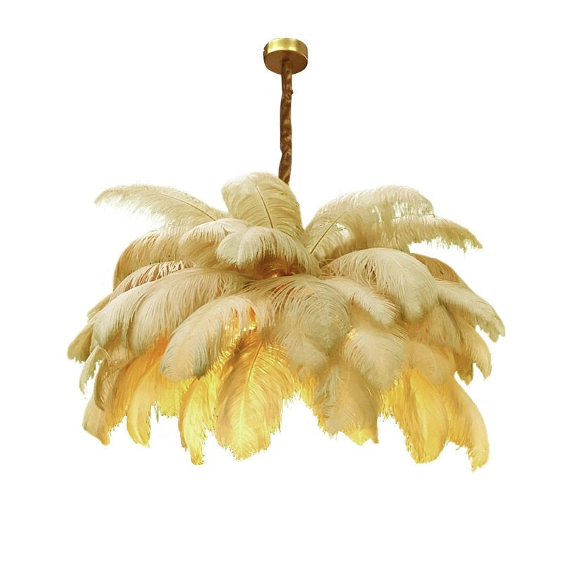 Feather Chandelier Semi-flush Hollywood Regency Decor for Luxury Living Room Bedroom - Chandeliers