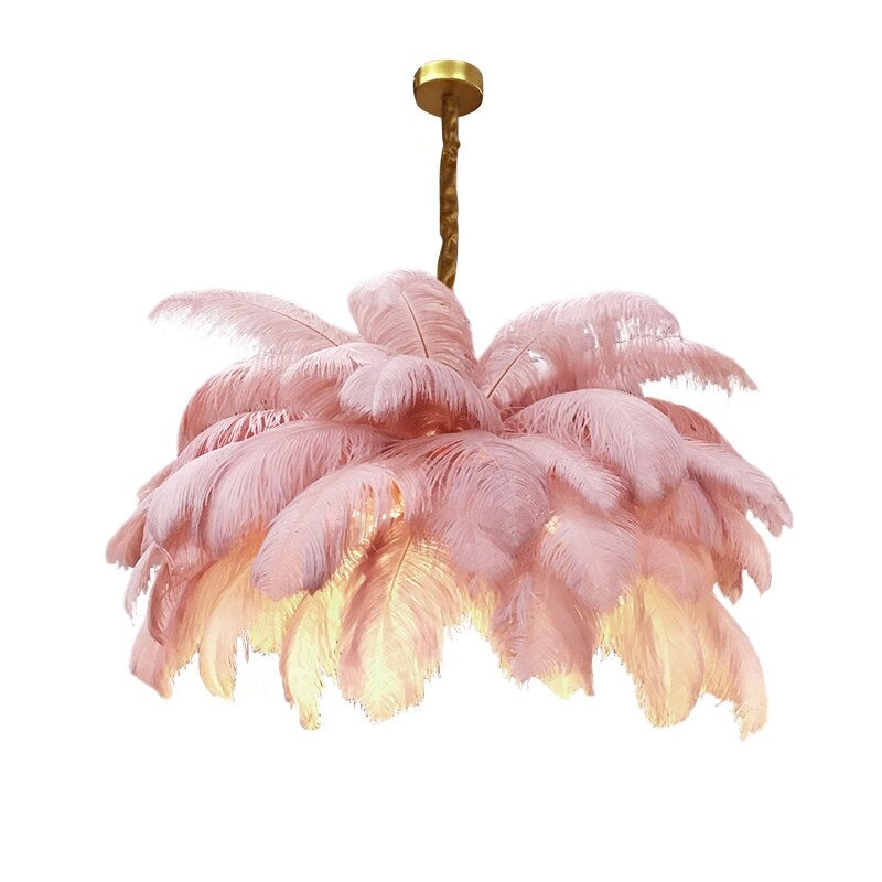 Feather Chandelier Semi-flush Hollywood Regency Decor for Luxury Living Room Bedroom - Chandeliers